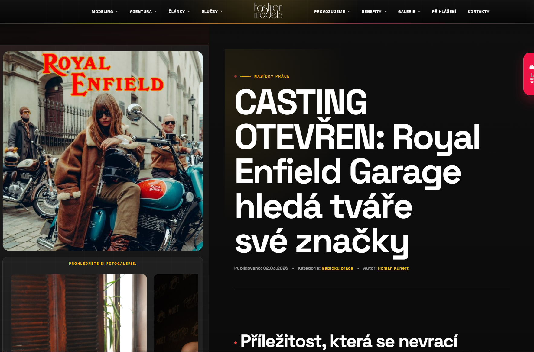 Přihlášení na casting
